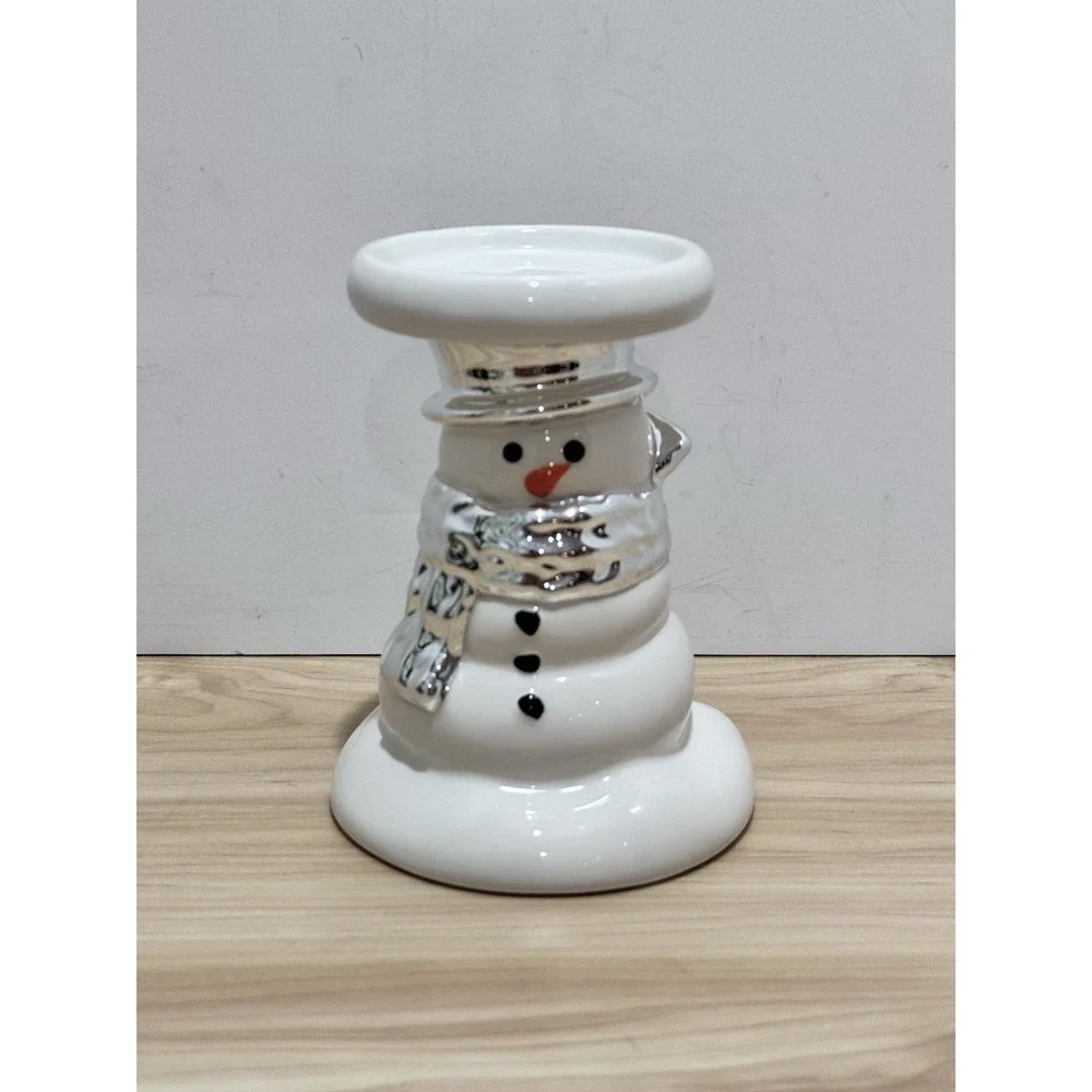 Bath & Body Works Ceramic SNOWMAN Mini Pedestal Candle Holder - Picture 2 of 10